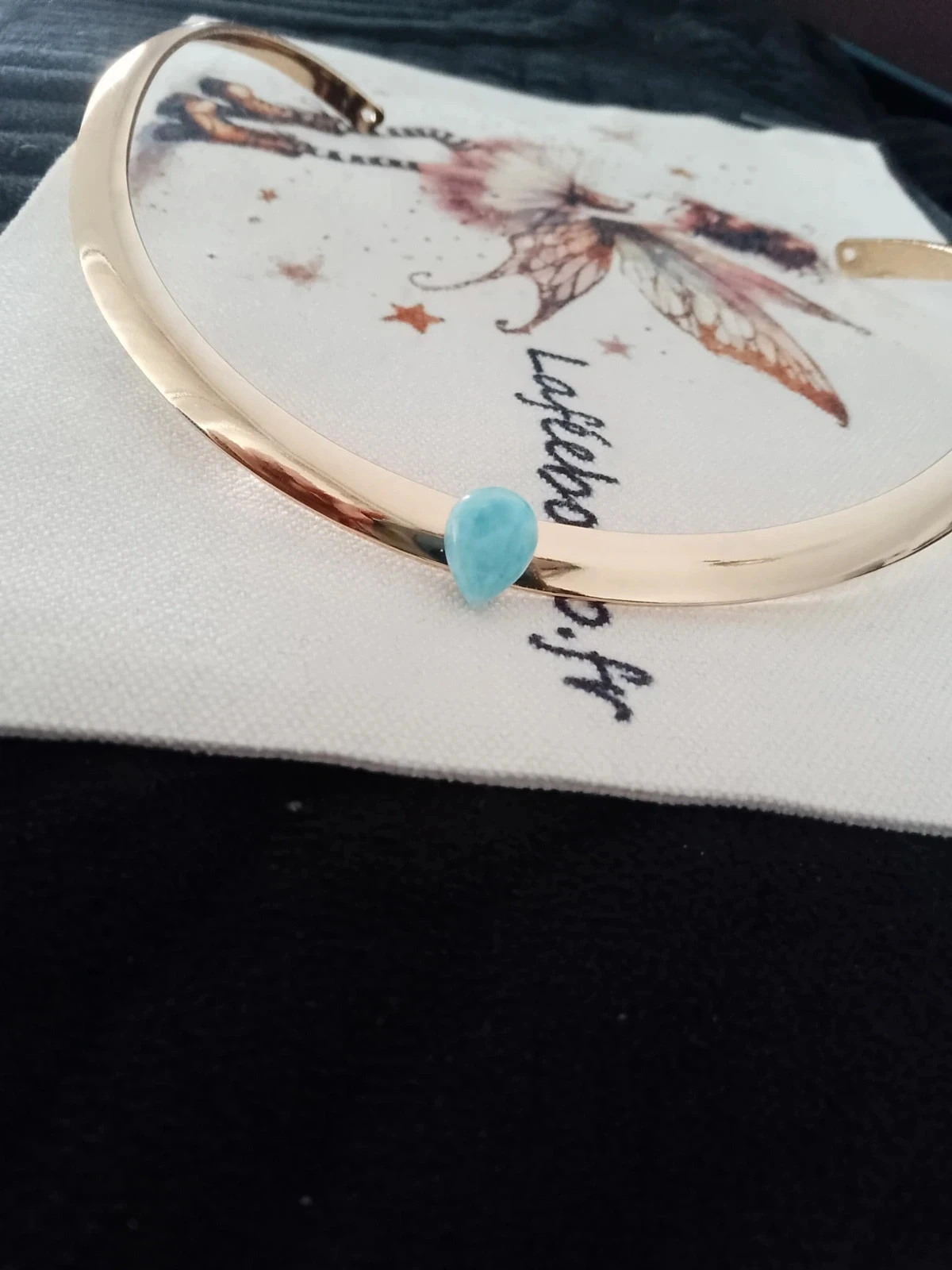 Collier torque pierre de larimar naturelle – photo 3